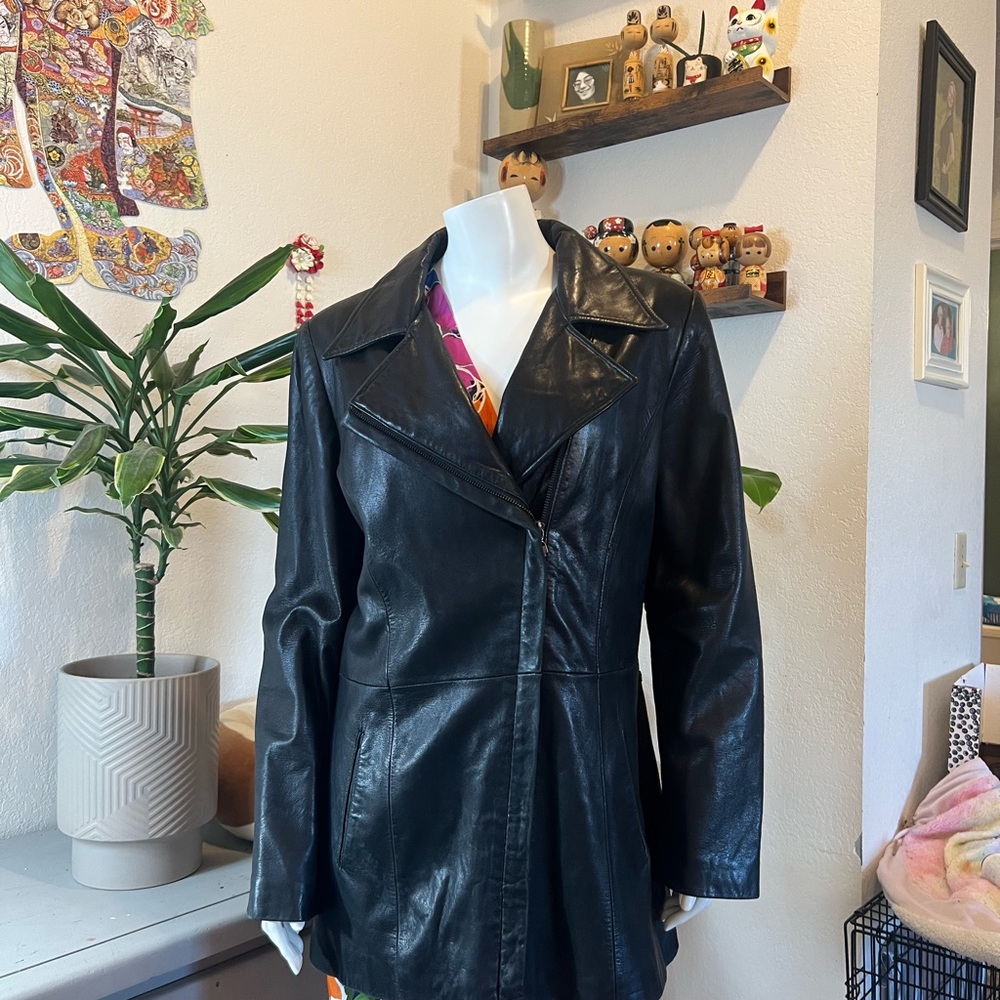 Jones New York Black Leather Women's Jacket - Picture 2 of 12
